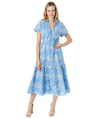 Women's Rope-Embroidered Eyelet Dress | Macy's
