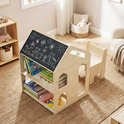 House-shaped Wooden Activity Kids Table Chair Set | Target