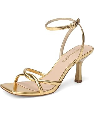 DREAM PAIRS Women's Kitten Low Heels with Square Open Toe Heeled Sandals, Comfortable Strappy Ank... | Amazon (US)