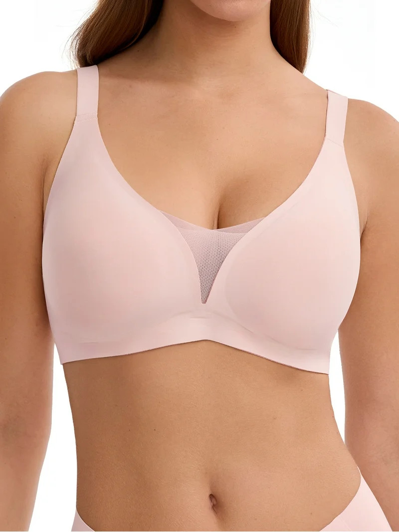 LUCKMEEY Deep V Seamless Bras for Women Cross-Back Straps Full Coverage Soft Wireless Bra | Walmart (US)