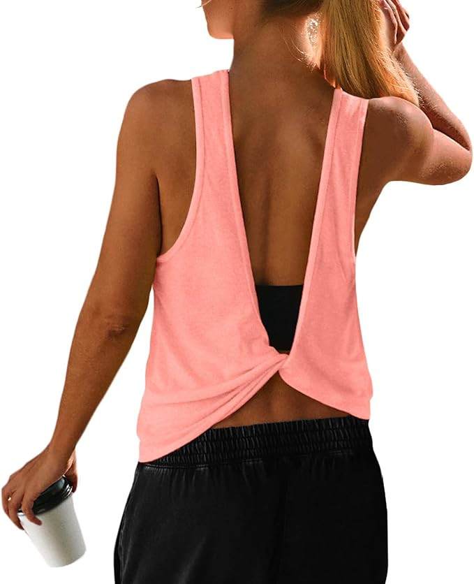 UNIANKIYA Open Back Workout Tops for Women Athletic Backless Tank Tops Sleeveless Running T Shirt... | Amazon (US)