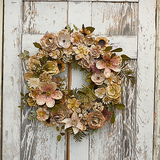 Flower + Leaf Aged Iron Wreath | Terrain