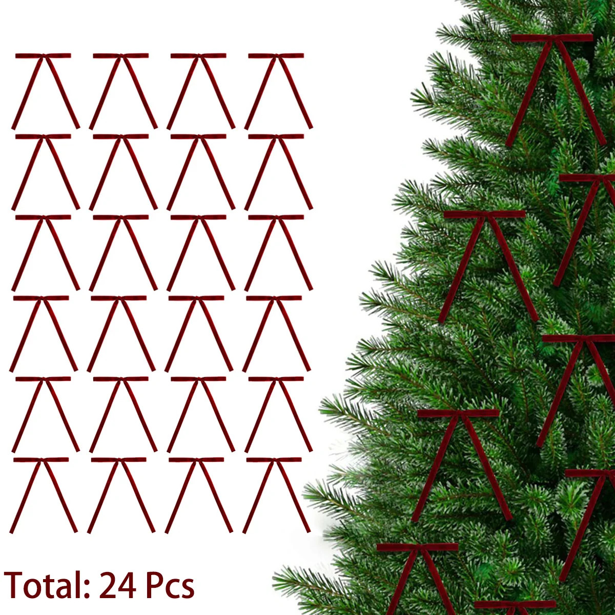 24 PCS Light Green Velvet Bows Christmas Ornaments Decorations, Velvet Christmas Tree Bows Decor, Unique Vintage Elegant Xmas Home Holiday Decor for T | Wayfair North America
