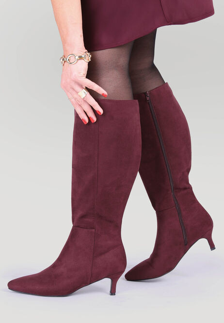 Womens Burgundy Wide Calf Knee High Boots | Peacocks