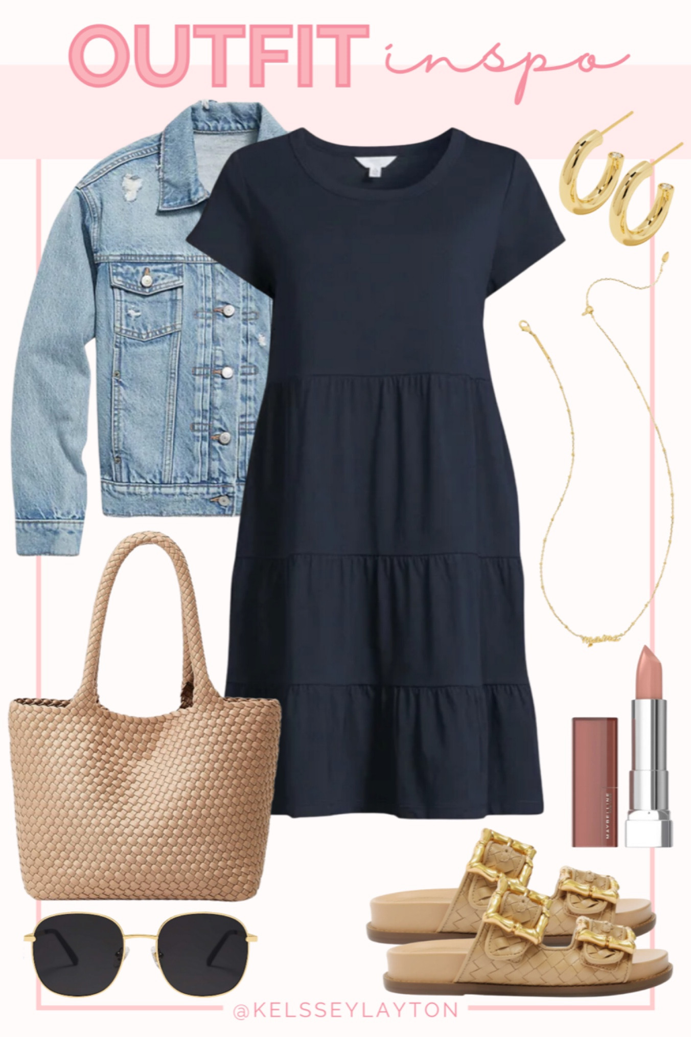 Outfit idea, Walmart dress, time and tru, spring style, old navy jean jacket, tiered t-shirt dress, Amazon bag 

#LTKSeasonal #LTKstyletip #LTKfindsunder50
