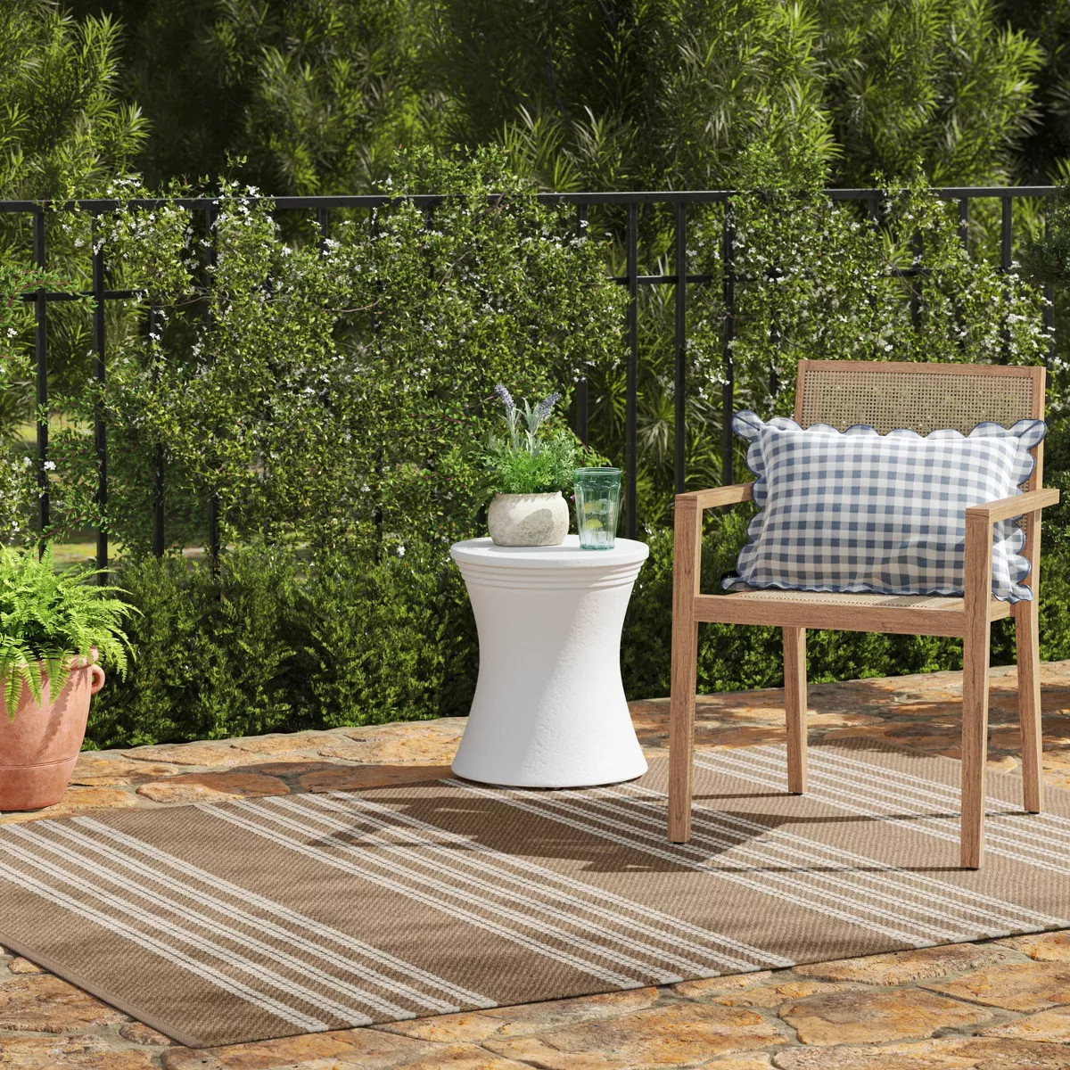 Wood Caning Stackable Patio Chair Brown - Threshold™ designed with Studio McGee | Target