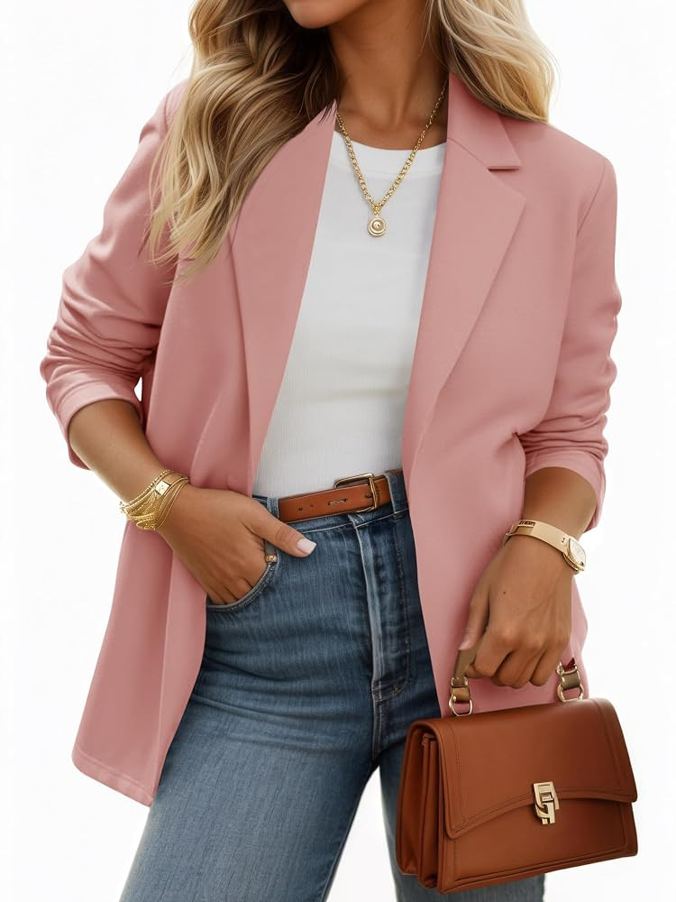 Cicy Bell Womens Casual Knit Blazer Long Sleeve Open Front Blazers Stretchy Work Office Suit Jack... | Amazon (US)