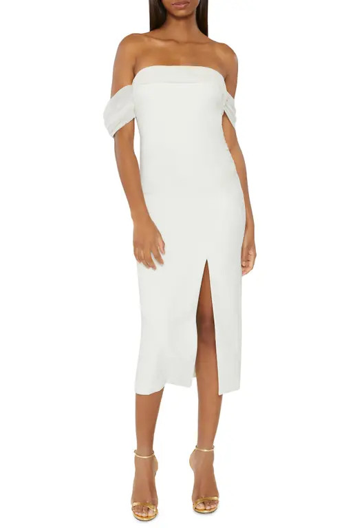 LIKELY Paz Off the Shoulder Midi Dress in White at Nordstrom, Size 14 | Nordstrom