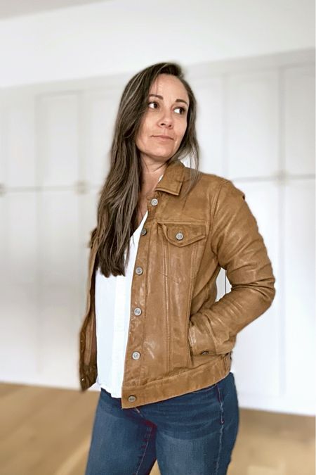 The only brown leather jacket you will ever buy. It is so soft and comfortable! 
40% off now!

#LTKover40 #LTKstyletip #LTKsalealert