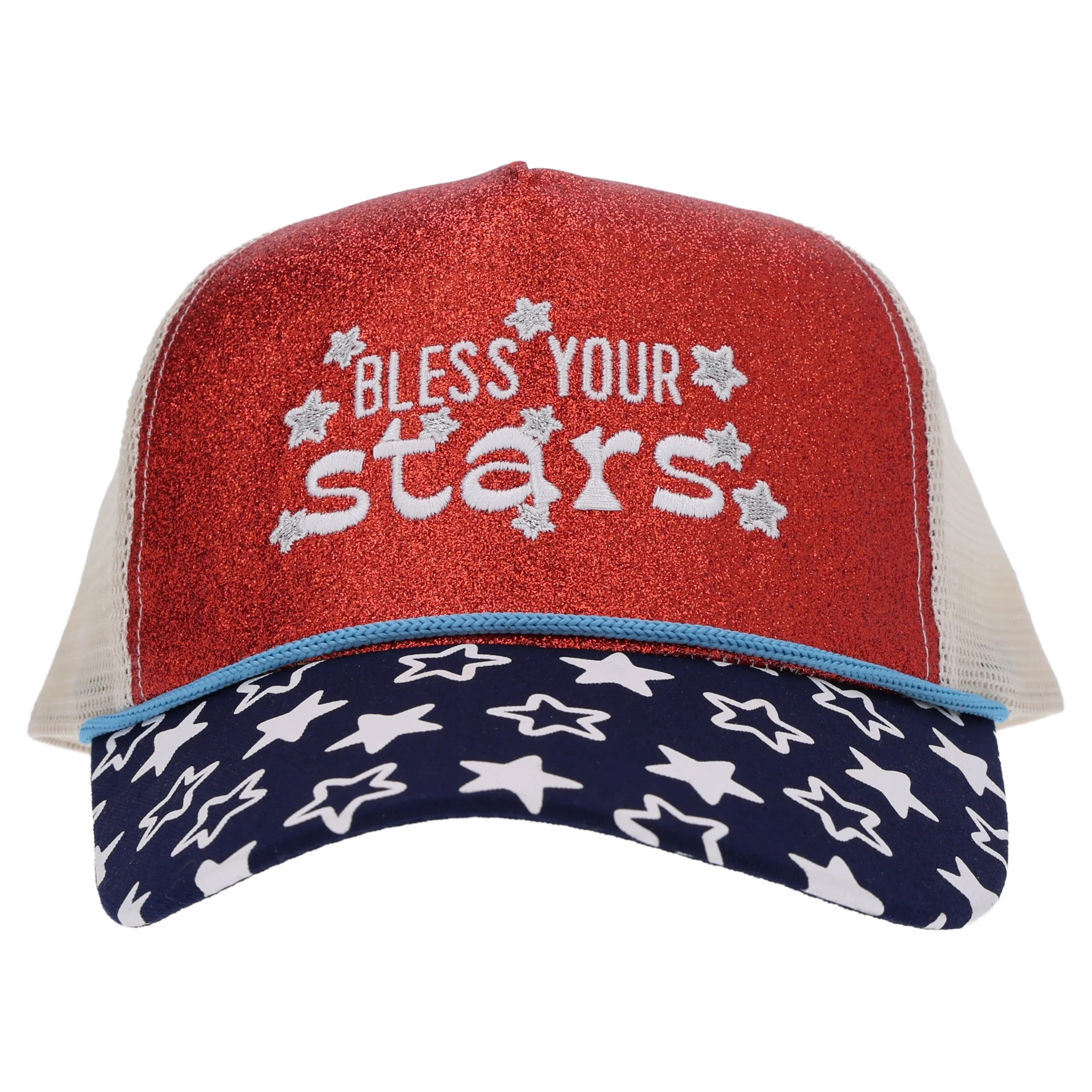 Bless Your Stars Trucker Hat, Red/White/Blue, One Size, Patriotic by Way To Celebrate | Walmart (US)