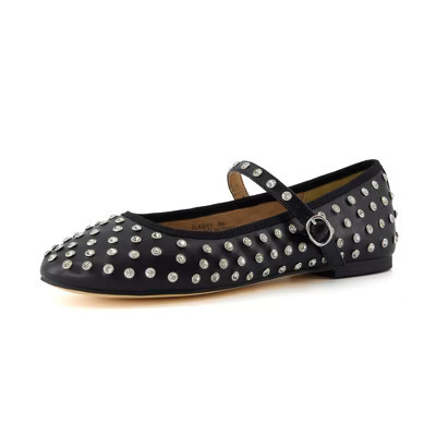 CUSHIONAIRE Women’s Flashy Studded Mary Jane Flats | Comfortable Memory Foam, Faux Leather, Lightweight BLACK 7.5 | Target