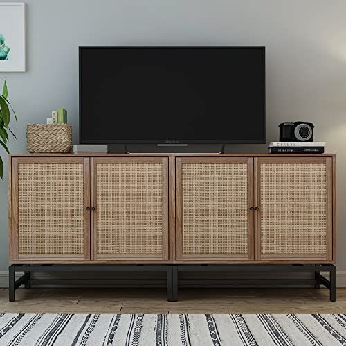 Pvillez Modern Sideboards Buffet Cabinet with Storage, Accent Storage Cabinet with Natural Rattan... | Amazon (US)