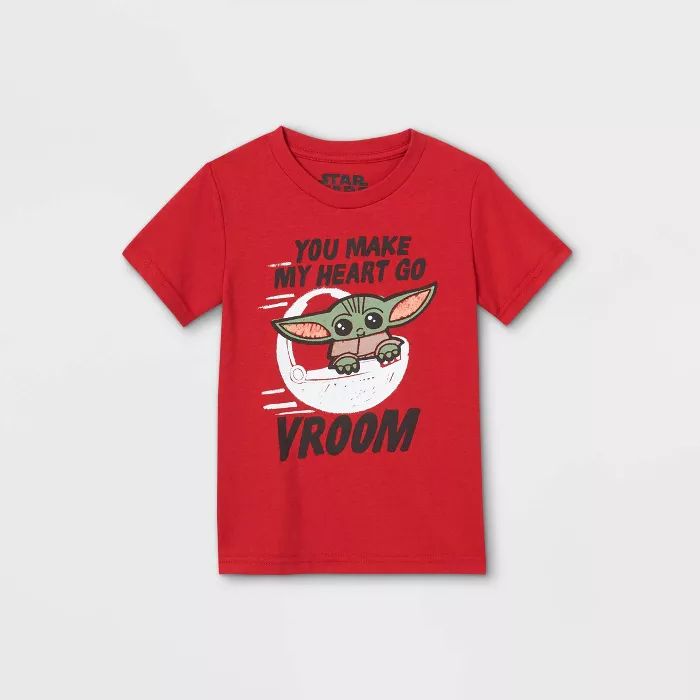 Toddler Boys' Star Wars Baby Yoda Valentine's Day Short Sleeve Graphic T-Shirt - Red | Target