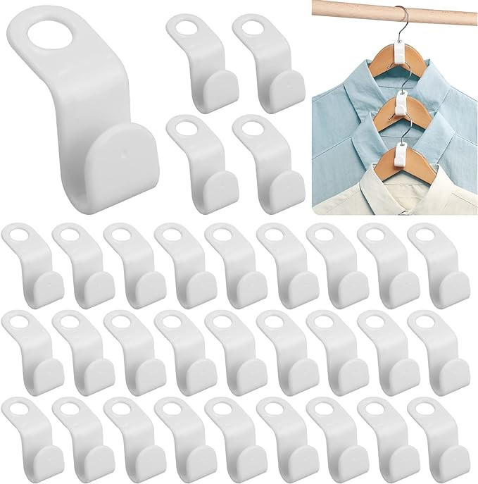 WTIGRD 50PCS Clothes Hook Hanger Hooks Space Saving Closet Connector Organizer (White) | Amazon (US)