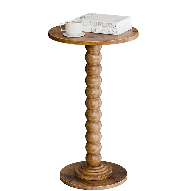 Gianna Round Side Table - Solid Wood Leg Small Drink Table for Living Room Bedroom Office,Brown | Walmart (US)