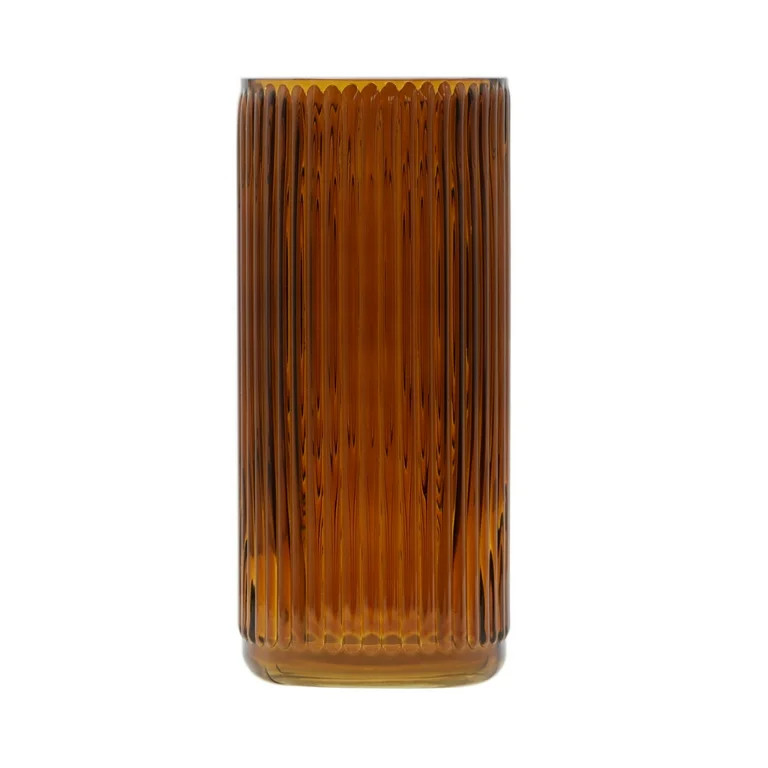 10" Amber Ribbed Glass Vase by Ashland®-Fall Decor for Home - Walmart.com | Walmart (US)