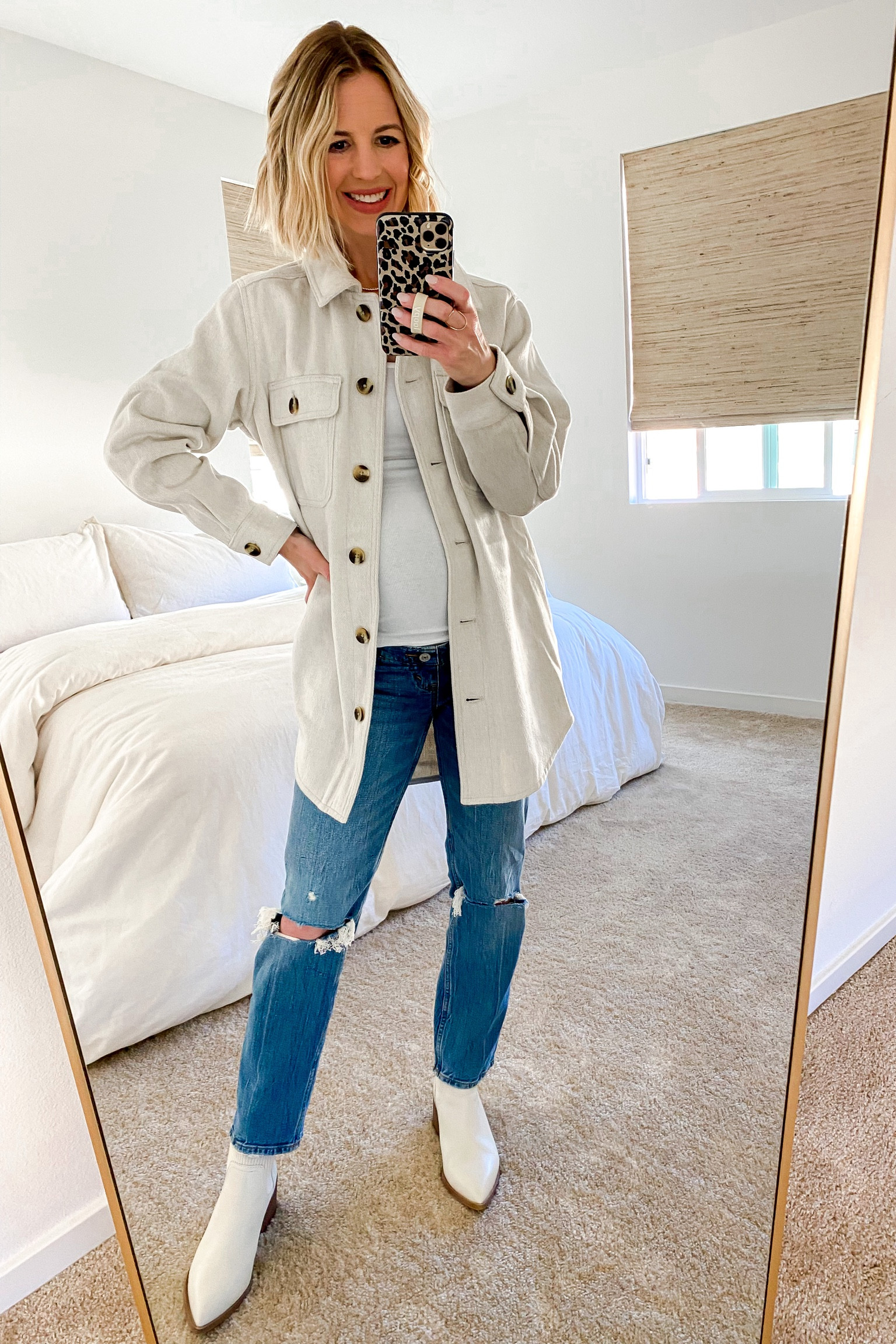 fall maternity look
*pictured at 30 weeks pregnant 

Shacket: size small
Ribbed Tank: size small
Straight Jeans: size 25 (normal pre-pregnancy size)

#shacket #neutraloutfit #ribbedtank #ribbedmaternitytank #maternityjeans #straightmatrrnityjeans #fallboots #boneboots #tennisnecklace #layerednecklaces #chainnecklaces #somabra #bestbra #wirelessbra #aeriethong #bestthong #falloutfit #fallfashion 

#LTKbump #LTKshoecrush #LTKstyletip