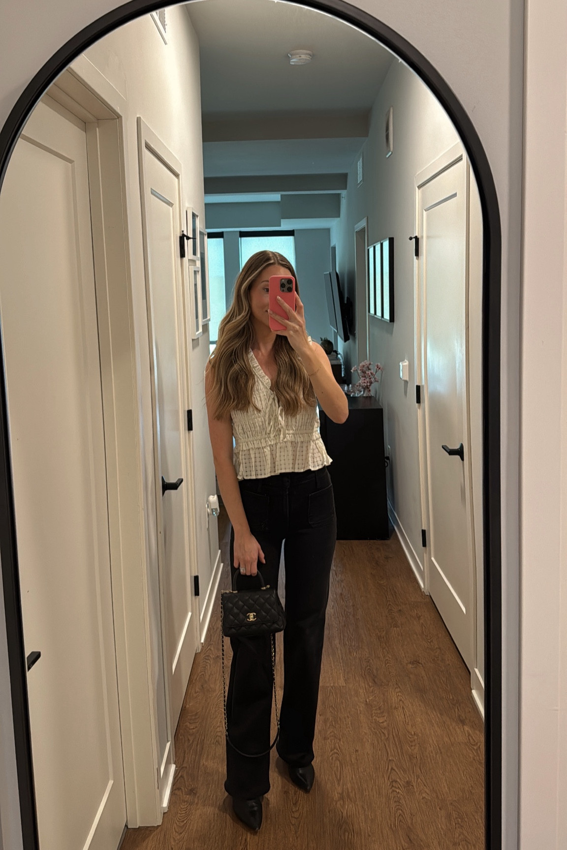 Friday date night fit!
wearing size small in top 
Size 25 in jeans 


#LTKshoecrush #LTKstyletip #LTKfindsunder100