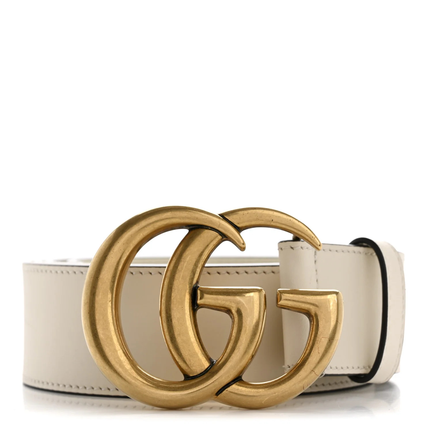 Calfskin Double G 40mm Belt 115 46 Mystic White | FASHIONPHILE (US)