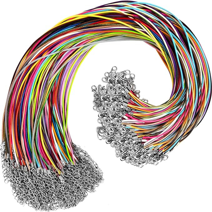 100Pcs Leather Necklace Cord with Clasps, Rope Necklace String, 25Color Necklace Cords for Pendan... | Amazon (US)