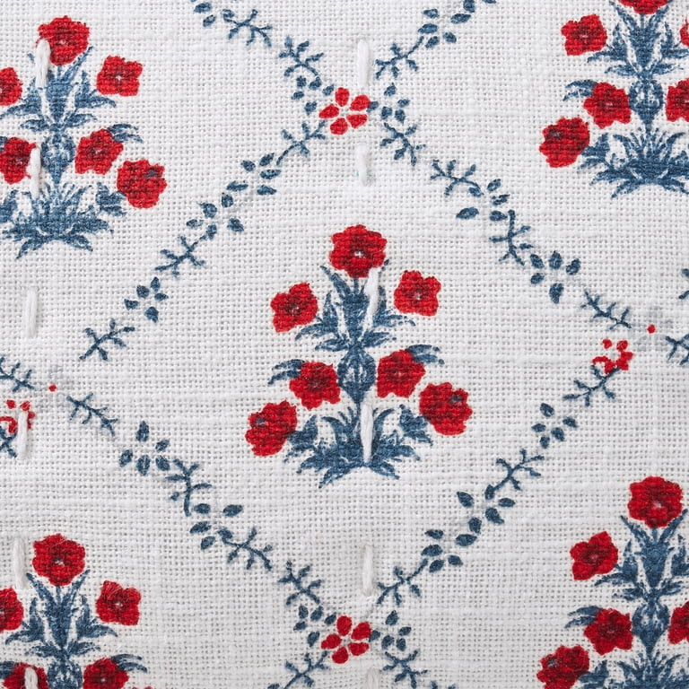 Poppy Trellis Decorative Pillow, Red/White/Blue, 19" x 13", by My Texas House | Walmart (US)