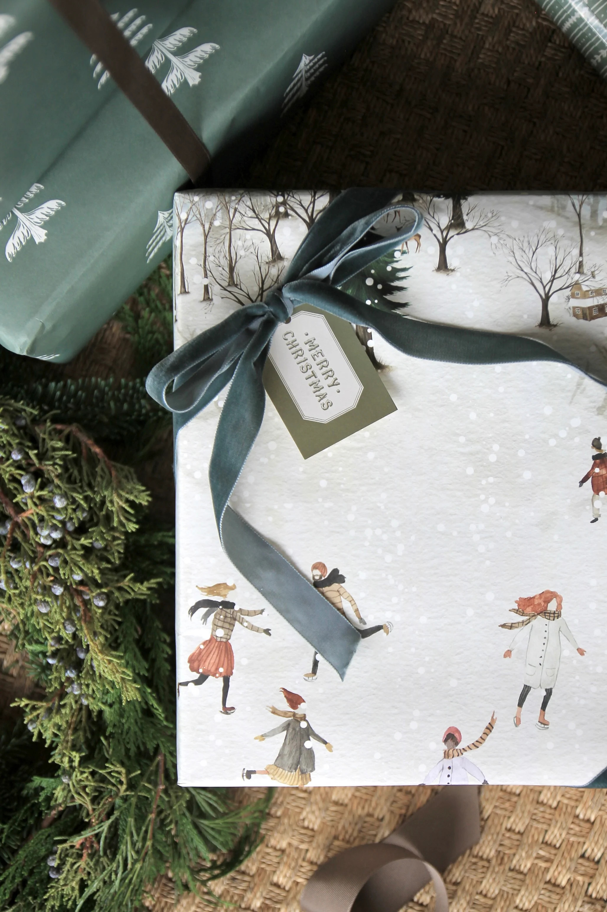 Ice Skating Scene Wrapping Paper | JSH Home Essentials