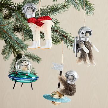 Bottlebrush Animal Astronaut Ornament | West Elm (US)