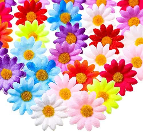WILLBOND 100 Packs Fabric Daisy Flower Easter Decoration Flower Heads Faux Flowers 4 cm Artificia... | Amazon (US)
