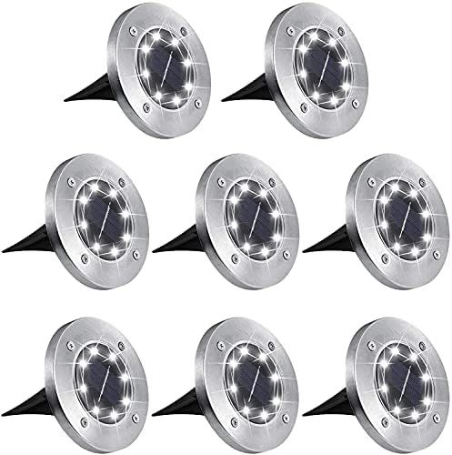 Aogist Solar Ground Lights,8 LED Garden Lights Patio Disk Lights In-Ground Outdoor Landscape Ligh... | Amazon (US)