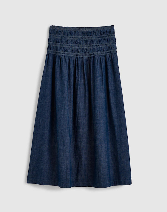 Denim Smocked-Waist Midi Skirt | Madewell