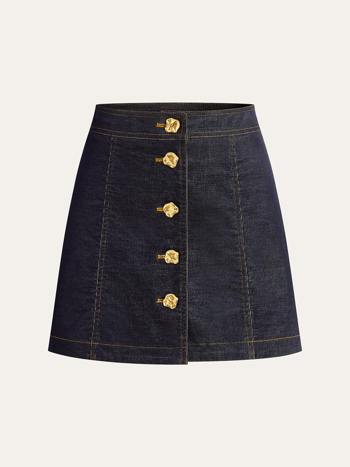 Metal Button-Front Mini Skirt | Commense