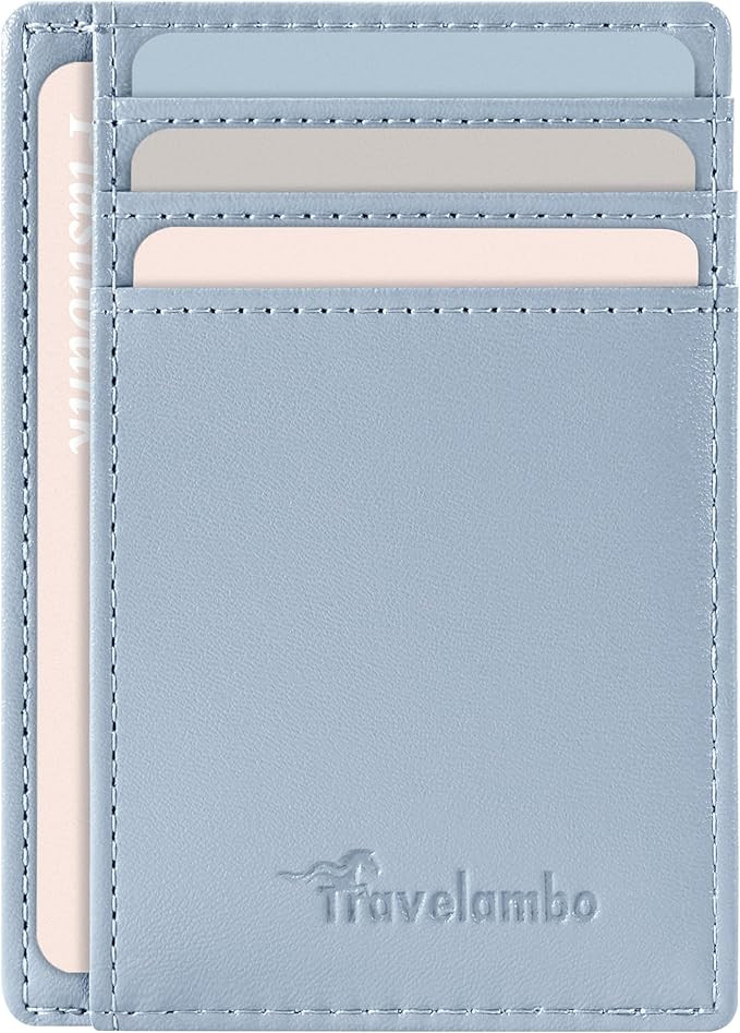 Travelambo Slim Wallet Front Pocket Minimalist Leather RFID Blocking Medium Size | Amazon (US)