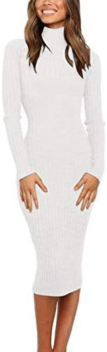 MEROKEETY Women's Long Sleeve Sweater Dress 2025 High Neck Slim Fit Ribbed Knit Midi Winter Dress... | Amazon (US)