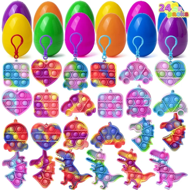 JOYFY 24 Pack Prefilled Easter Eggs with Toys,Easter Eggs Filled with Pop Keychain Fidget Stress ... | Walmart (US)