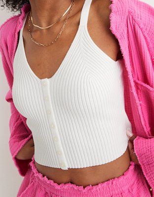 Aerie Button Front Sweater Tank Top | Aerie