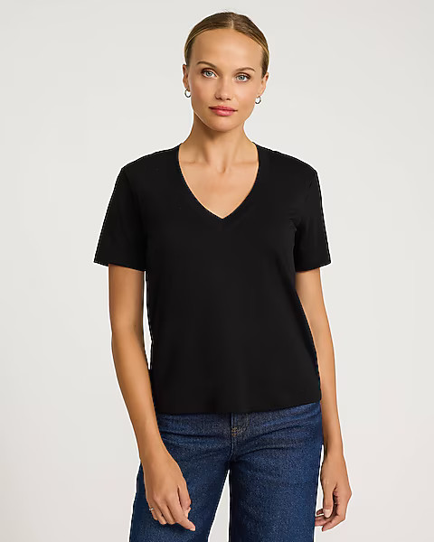 Skimming Cotton V-neck Short Sleeve Tee | Express