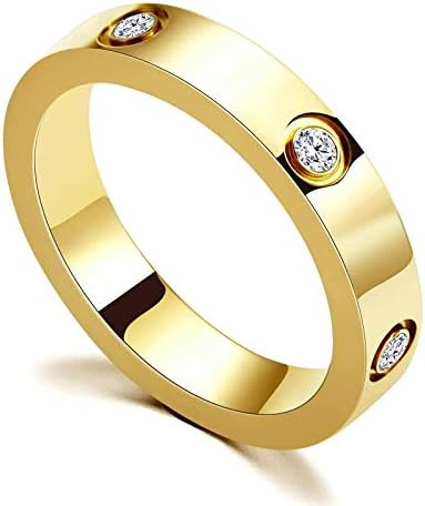 PDWZNBA Love Friendship Ring 18K Gold-Plated Stainless Steel Promise Ring Wedding Band Jewelry Bi... | Amazon (US)