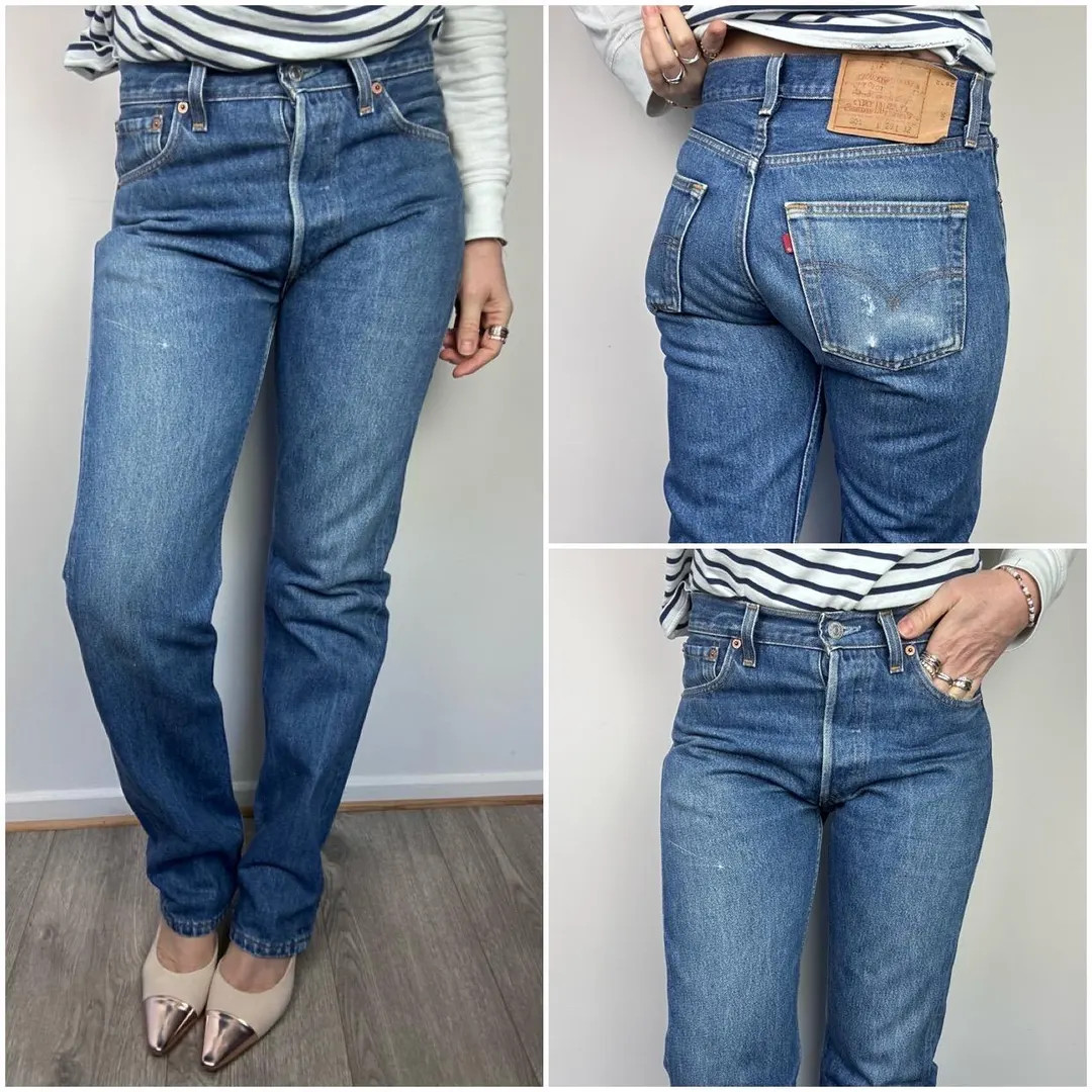 Levi's 501 vintage w28 L32 jeans, 501s medium blue stonewash faded 90s Levi's denim straight leg ... | Etsy (US)