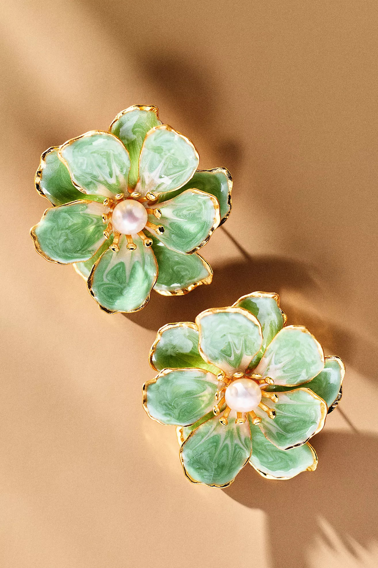 The Pink Reef Handpainted Flower Earrings | Anthropologie (US)