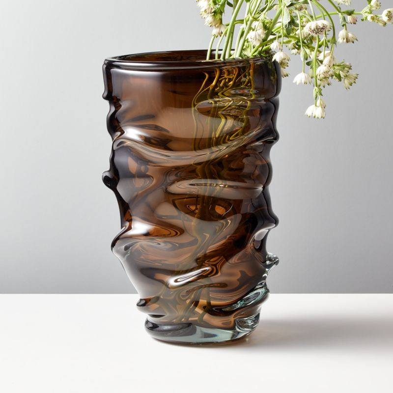 Jacqueline Modern Brown Handblown Glass Vase + Reviews | CB2 | CB2