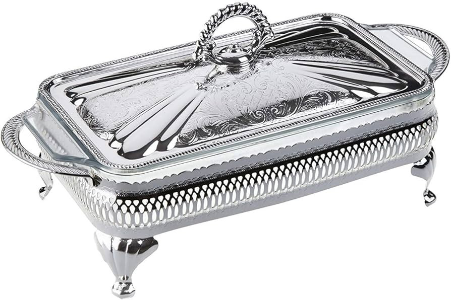 Table Top Serving Dish Silver Plated with special tarnish resistant finish that never needs Silve... | Amazon (US)