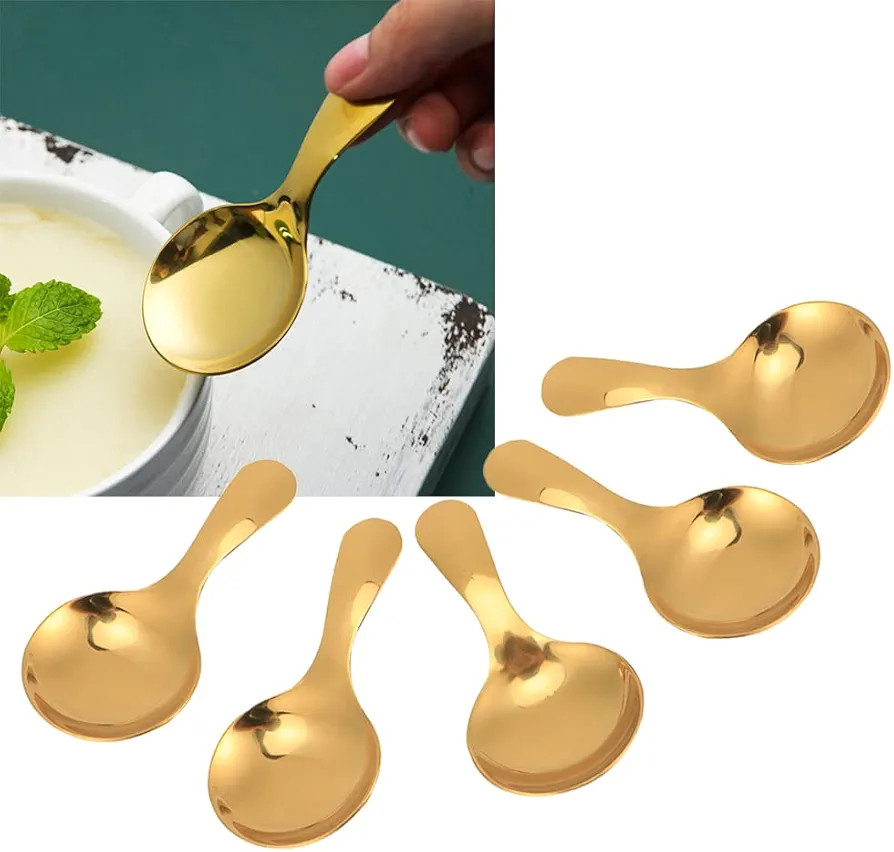 Watris Veiyi 5PCS Short Handle Spoons, Small Scoops for Canisters, Mini Gold Spoons, Spice Jars S... | Amazon (US)