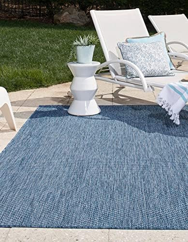 Unique Loom Collection Casual Transitional Solid Heathered Indoor/Outdoor Flatweave Area Rug, 5 ft x | Amazon (US)