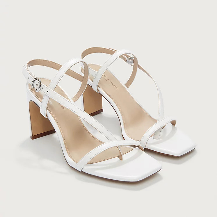 The White Company Skinny Strap Block Heel sandals, Porcelain, Size: 40 | The White Company UK & ROW