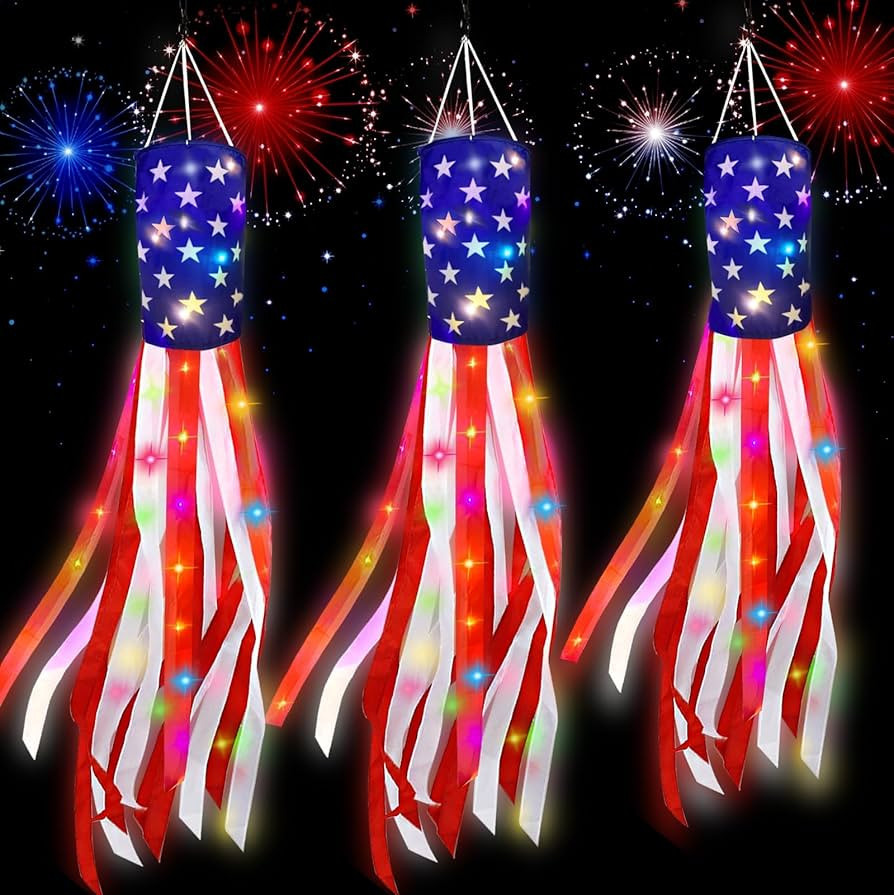 3 Pcs Large 70"+60"+40" American Windsock Heavy Duty, 4th of July Decorations,Patriotic Fourth of... | Amazon (US)