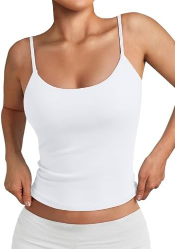 Trendy Queen Womens Double Lined Adjustable Spaghetti Strap Tank Tops for Summer Going Out | Amazon (US)