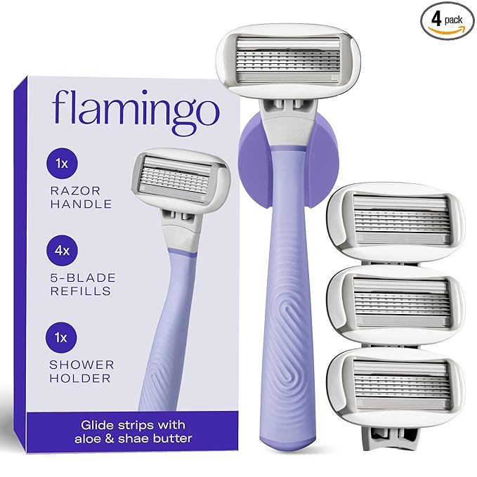 Flamingo Shaving Razor Set for Women - Original Razor Handle, 4 Blade Refills, and Shower Holder ... | Amazon (US)