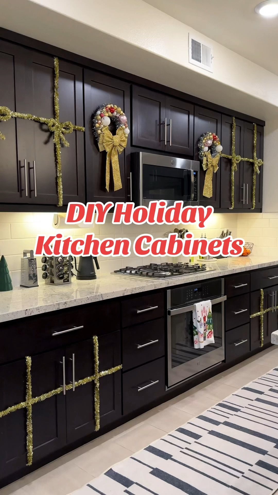 Added my take using tinsel garland instead of bows for our holiday wrapped kitchen cabinets.

Christmas Kitchen | Holiday Decor | Christmas Crafts

#LTKHoliday #LTKhome #LTKVideo
