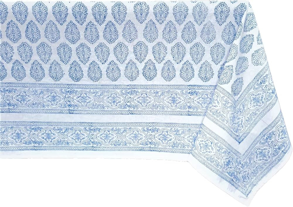 ATOSII Amalfi 100% Cotton Boho Rectangle Fall Tablecloth, Handblock Print Table Cloth for Kitchen... | Amazon (US)