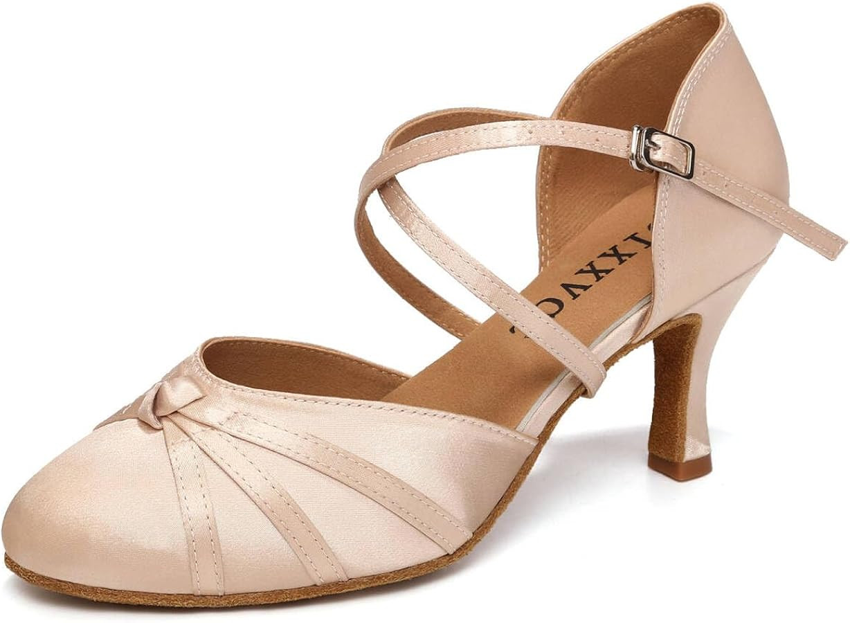 Women's Ballroom Dance Shoes Closed Toe Latin Salsa Ladies Waltz Social Dancing Heels Shoes | Amazon (US)